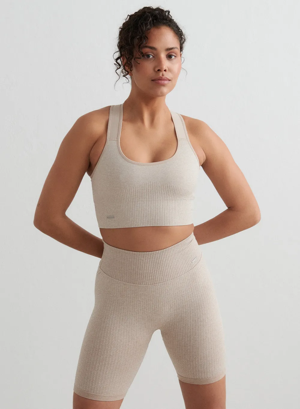 Seamless Biker Shorts|All Biker Shorts^AIM’N Ribbed Seamless Biker Shorts Beige
