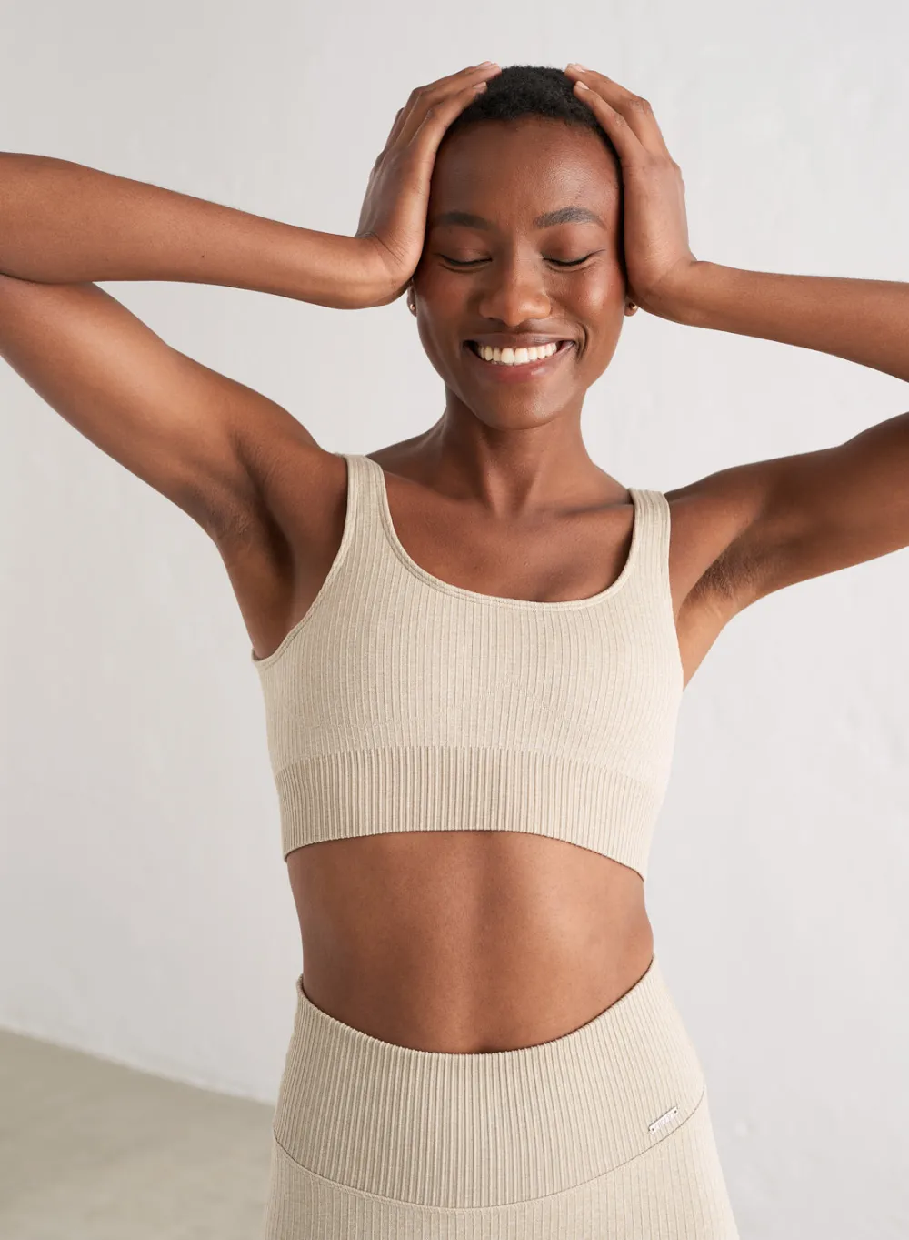 Ribbed Sports Bras|Seamless Sports Bras^AIM’N Ribbed Seamless Bra Beige