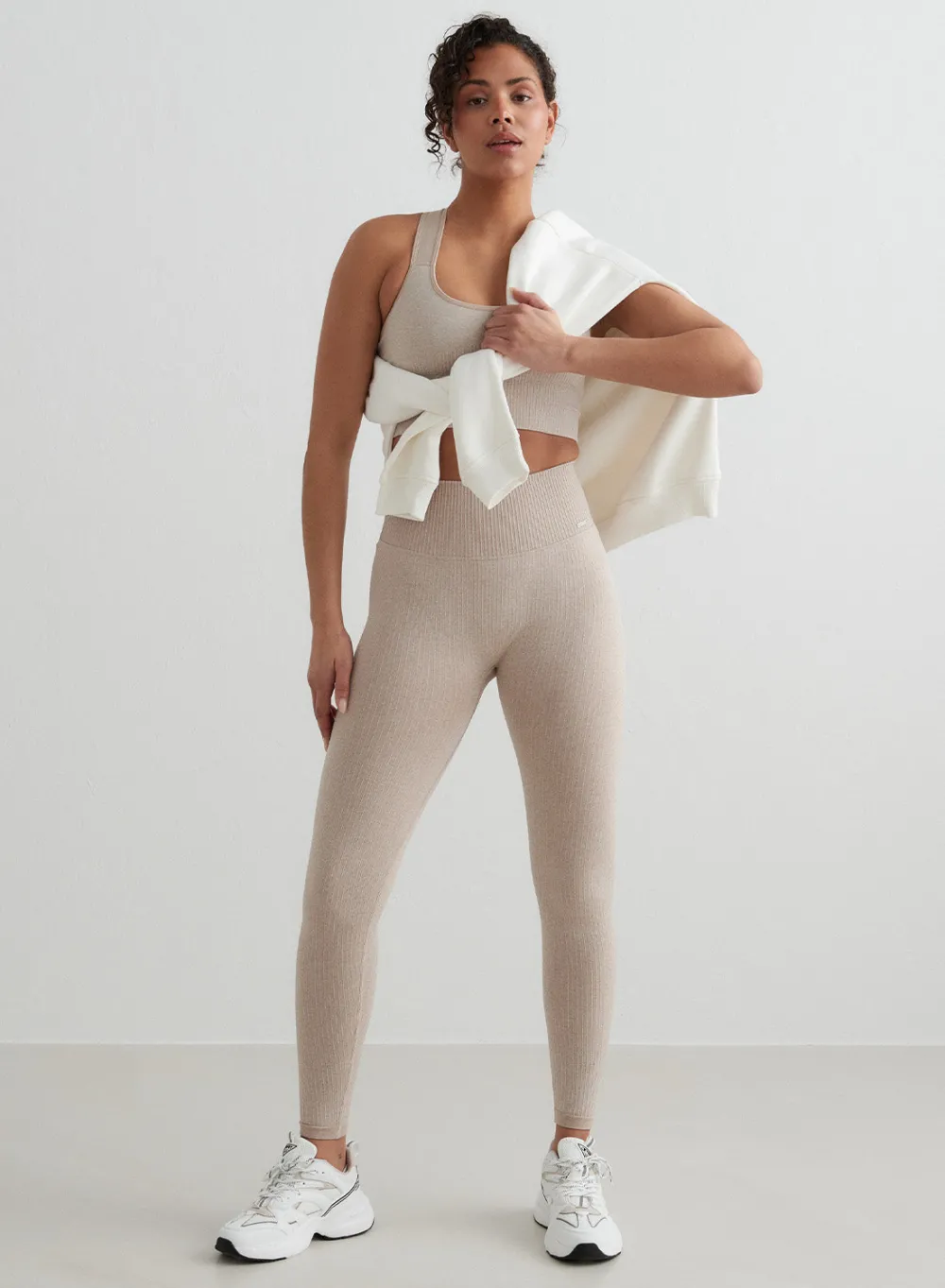 Treningstights|Ribbete Tights^AIM’N Ribbed Seamless Tights Beige
