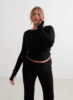 Langermede Skjorter|Everyday Shirts^AIM’N Ease Ribbed Long Sleeve Top Black