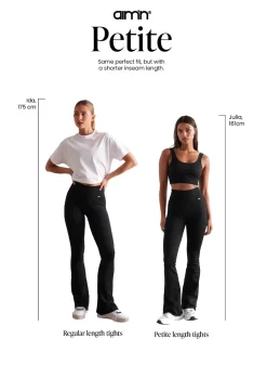 Treningstights|Ribbete Tights^AIM’N Ribbed Seamless Flare Petite Tights Black