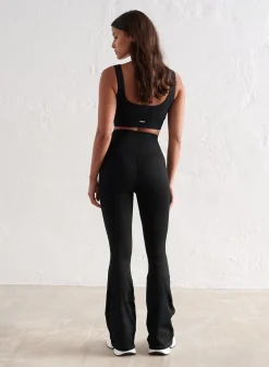 Treningstights|Ribbete Tights^AIM’N Ribbed Seamless Flare Petite Tights Black