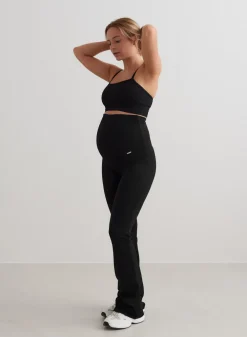 Treningstights|Ribbete Tights^AIM’N Black Ribbed Seamless Flare Maternity Tights