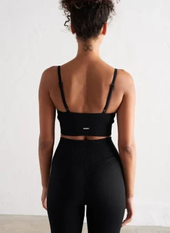Ribbed Sports Bras|Seamless Sports Bras^AIM’N Ribbed Seamless Strap Bra Black