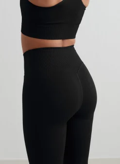 Treningstights|Ribbete Tights^AIM’N Ribbed Seamless Tights Black