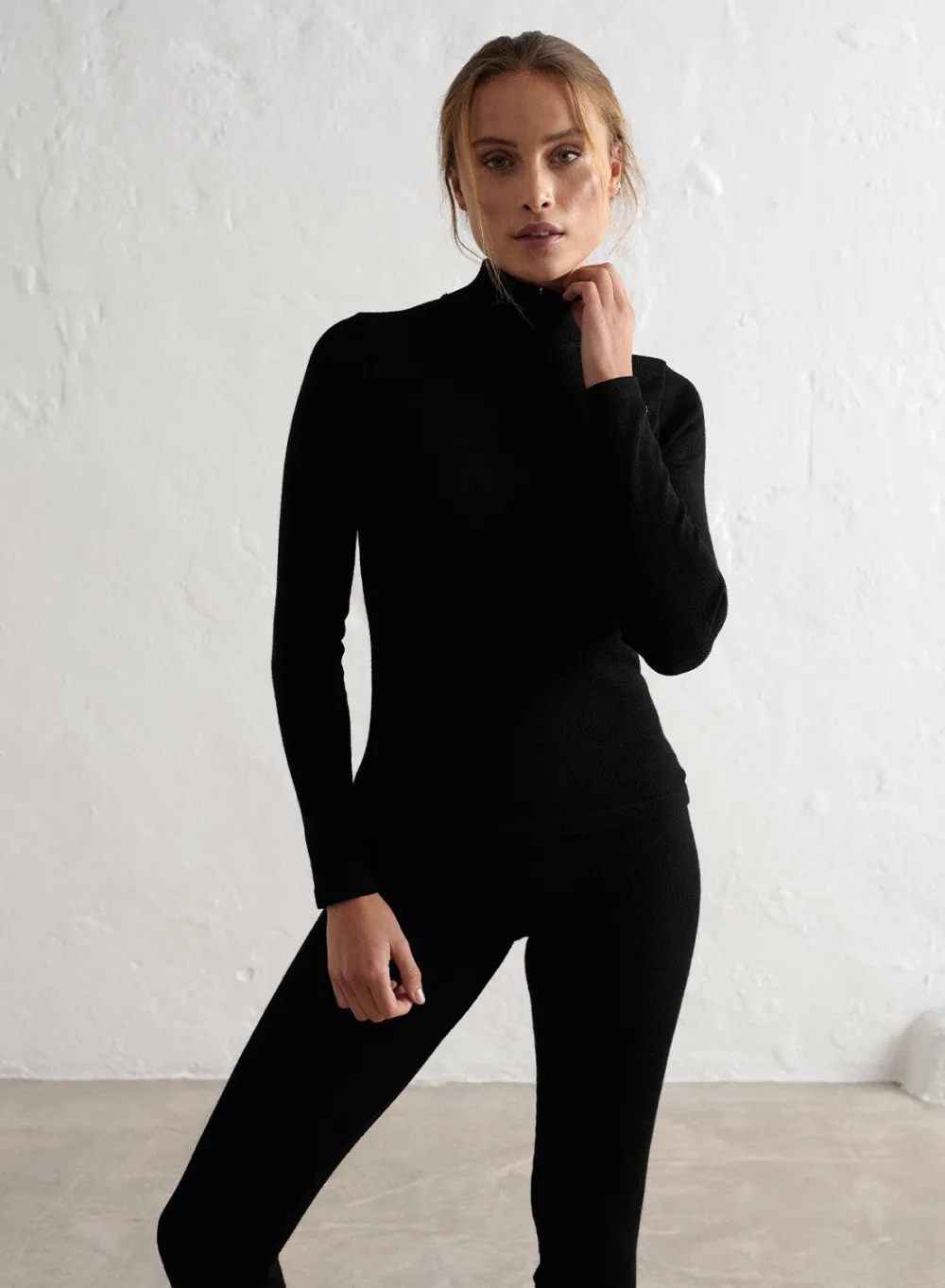 Langermede Skjorter|Everyday Shirts^AIM’N Ribbed Wool Half Zip Black