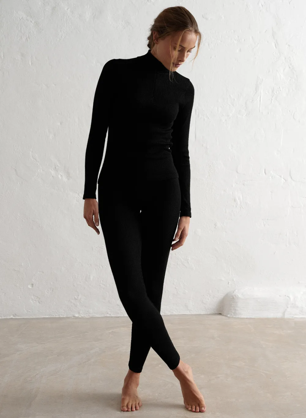 Langermede Skjorter|Everyday Shirts^AIM’N Ribbed Wool Half Zip Black