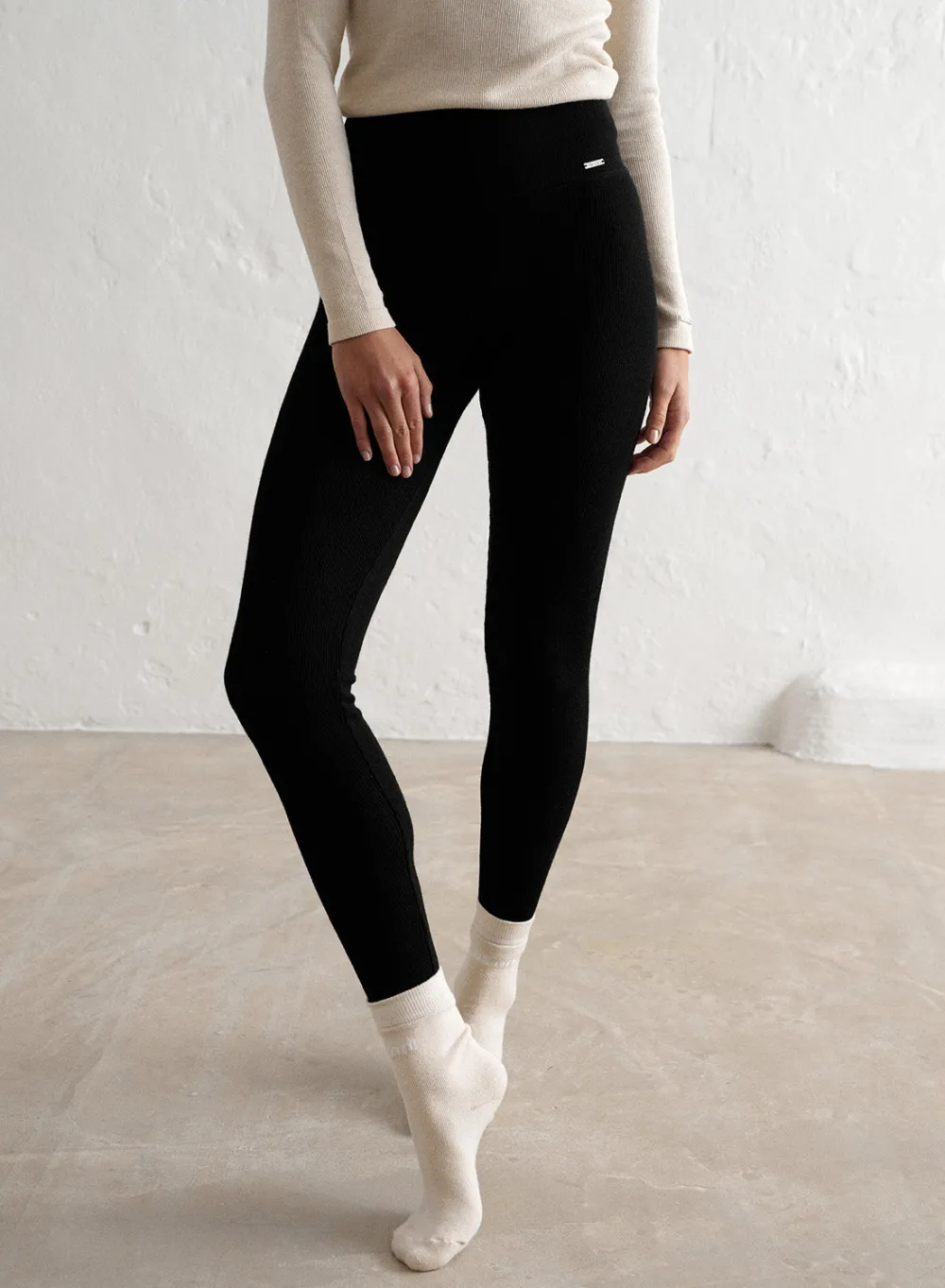 Treningstights^AIM’N Ribbed Wool Leggings Black