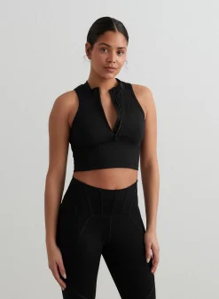 Tank Tops Og Trenings Tank Tops|Workout Tank Tops^AIM’N Black Sculpting Racer Front Zip Top