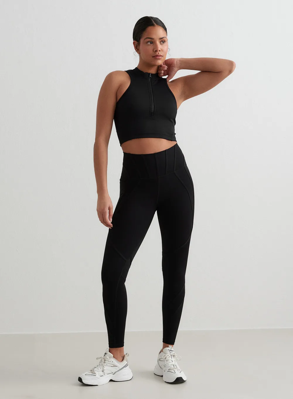 Tank Tops Og Trenings Tank Tops|Workout Tank Tops^AIM’N Black Sculpting Racer Front Zip Top