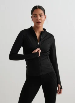 Langermede Skjorter|Long Sleeve Workout Tops^AIM’N Black Sculpting Zip Jacket