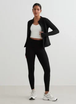 Langermede Skjorter|Long Sleeve Workout Tops^AIM’N Black Sculpting Zip Jacket