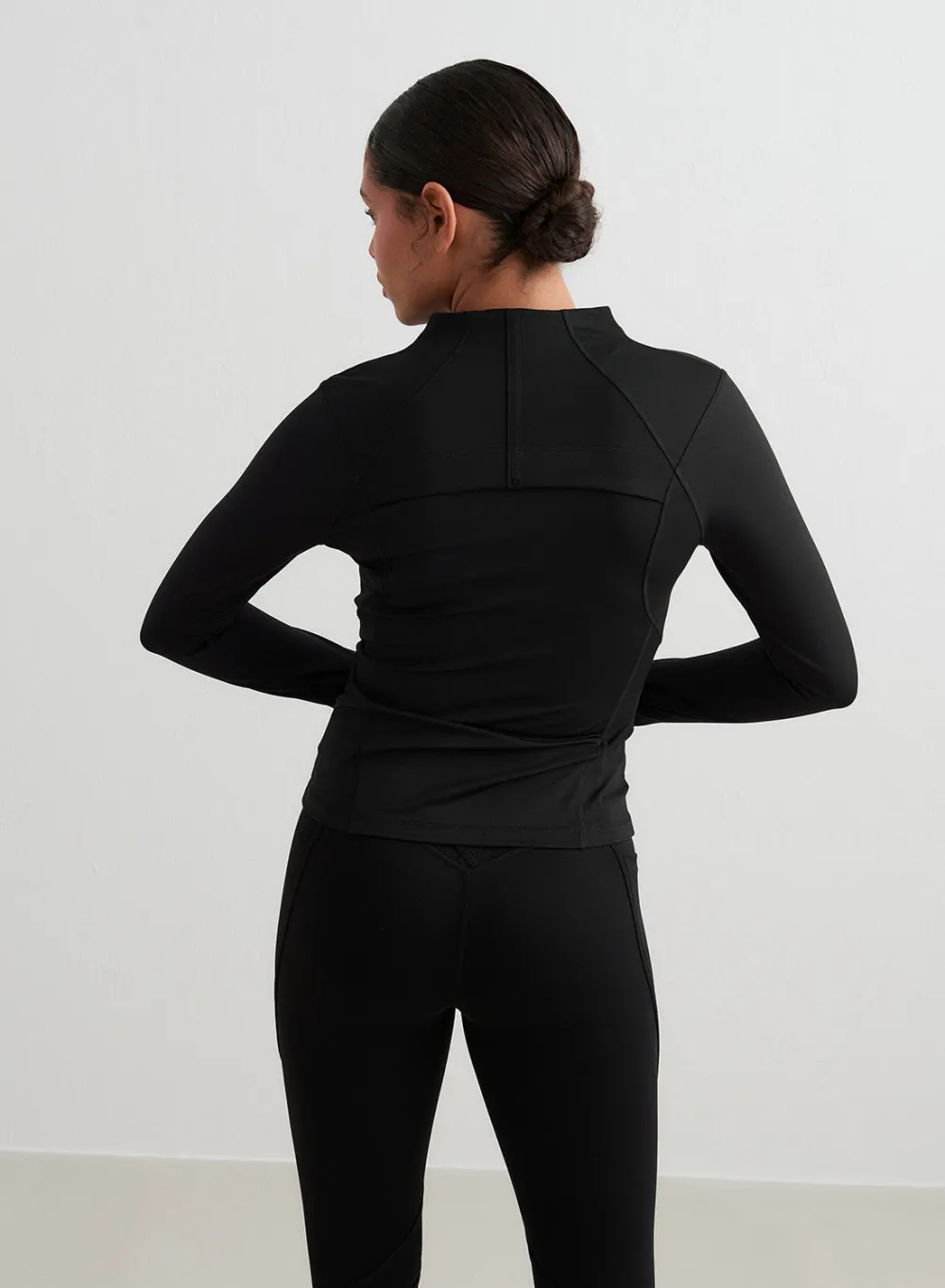 Langermede Skjorter|Long Sleeve Workout Tops^AIM’N Black Sculpting Zip Jacket