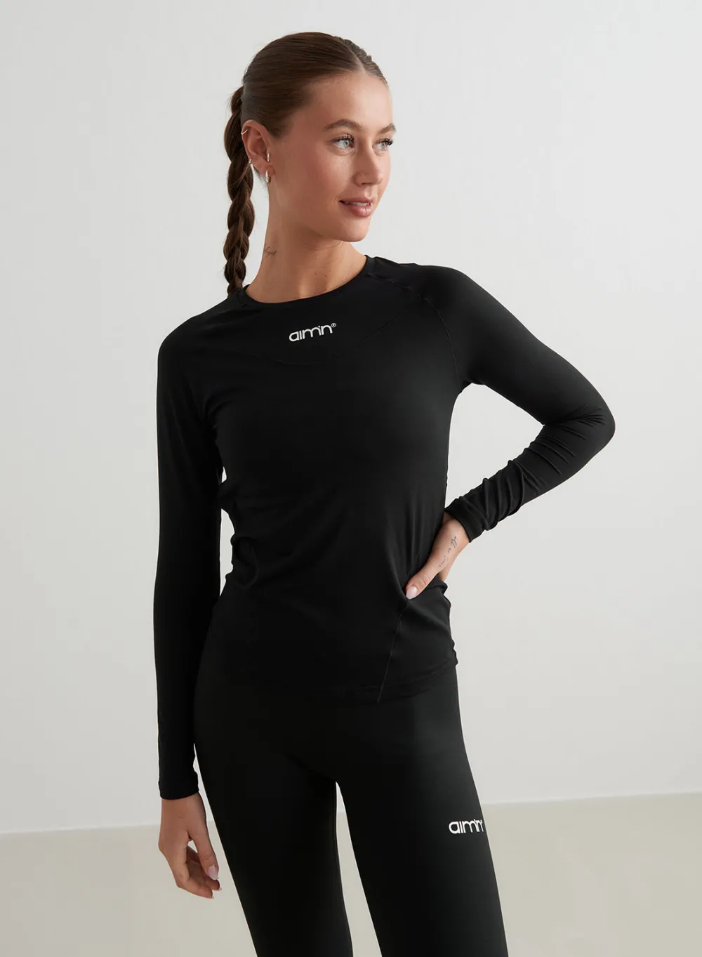 Langermede Skjorter|Long Sleeve Workout Tops^AIM’N Soft Basic Long Sleeve Black