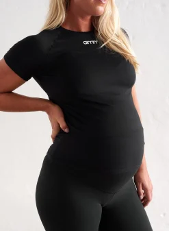 T-skjorter|Trenings-T-shirts^AIM’N Black Soft Basic Maternity Short Sleeve