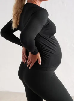 Langermede Skjorter|Gravidtopper^AIM’N Black Soft Basic Maternity Long Sleeve