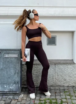 Treningstights|Ribbete Tights^AIM’N Ribbed Seamless Flare Tights Cacao