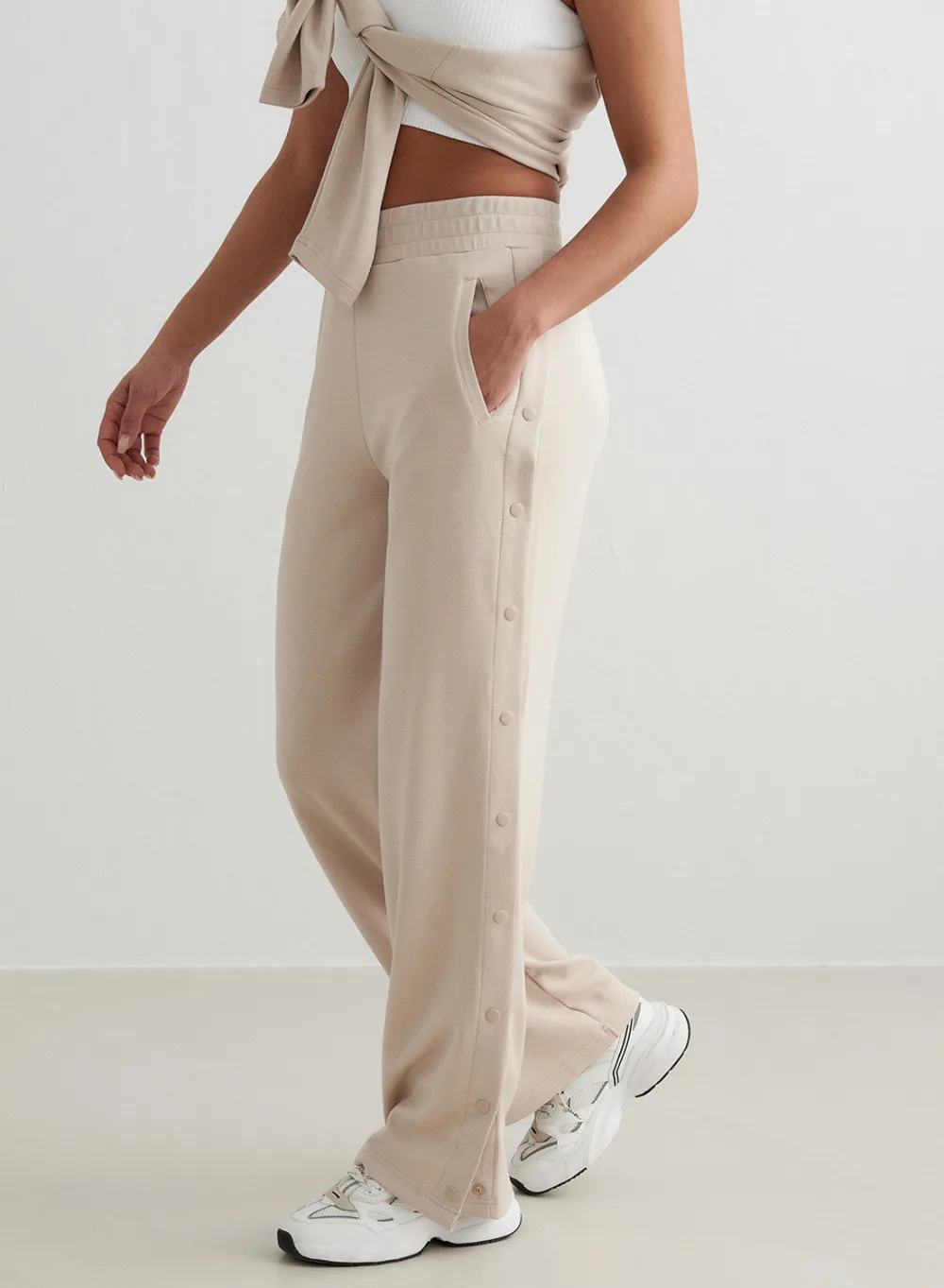 Myke Bukser|Sweatpants^AIM’N Café Au Lait Comfy Buttoned Pants Cafè au lait
