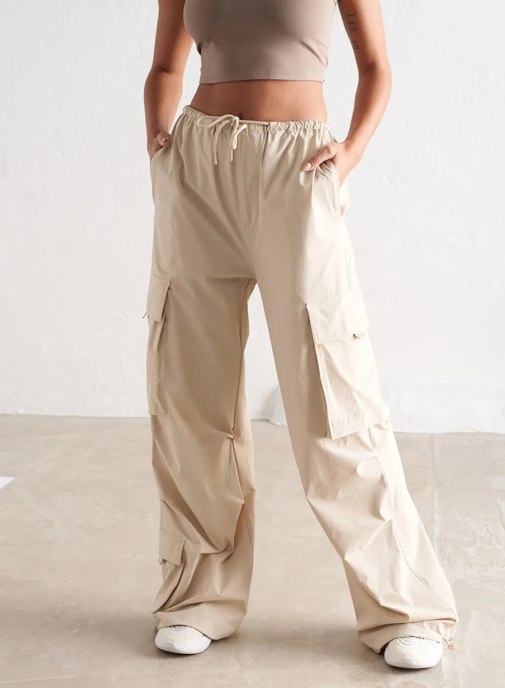 Workout Pants^AIM’N Café Au Lait Windbreaker Parachute Pants Cafè au lait