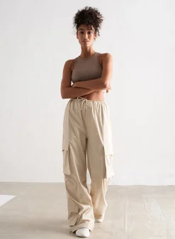 Workout Pants^AIM’N Café Au Lait Windbreaker Parachute Pants Cafè au lait