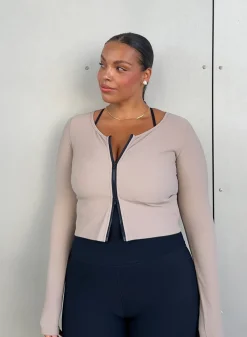 Long Sleeve Workout Tops|Treningsjakker^AIM’N Ribbed Performance Zipped Cardigan Dark clay