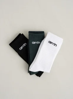 Sokker^AIM’N Aim'n Logo Socks 3-pack Deep emerald