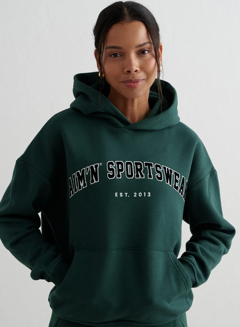 Langermede Skjorter|Sweatshirts^AIM’N Varsity Sweat Hood Deep emerald