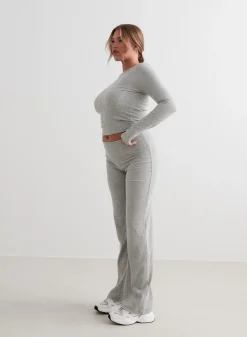 Langermede Skjorter|Everyday Shirts^AIM’N Ease Ribbed Long Sleeve Top Grey melange