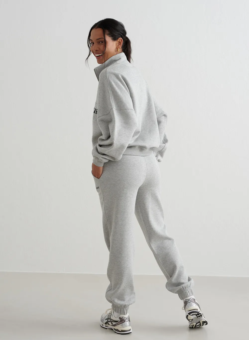 Langermede Skjorter|Sweatshirts^AIM’N Varsity Sweat Half Zip Grey melange