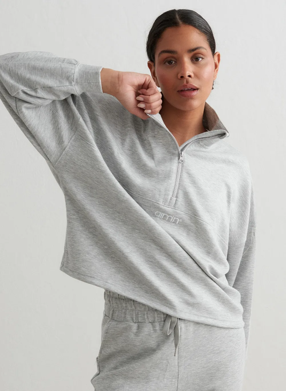 Sweatshirts|Gensere^AIM’N Melange Comfy Half Zip Light Grey