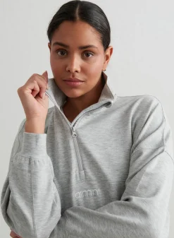 Sweatshirts|Gensere^AIM’N Melange Comfy Half Zip Light Grey