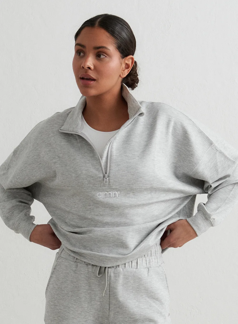 Sweatshirts|Gensere^AIM’N Melange Comfy Half Zip Light Grey