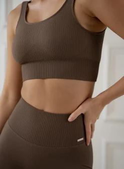 Ribbed Sports Bras|Seamless Sports Bras^AIM’N Ribbed Seamless Tank Bra Macchiato