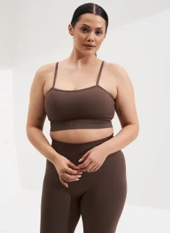 Ribbed Sports Bras|Seamless Sports Bras^AIM’N Ribbed Seamless Strap Bra Macchiato