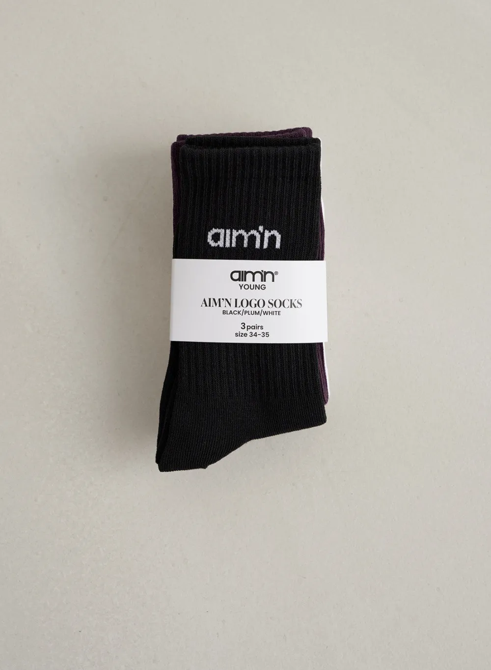 Sokker^AIM’N Midnight Plum Young Aim'n Logo Socks 3-pack