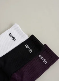 Sokker^AIM’N Midnight Plum Young Aim'n Logo Socks 3-pack