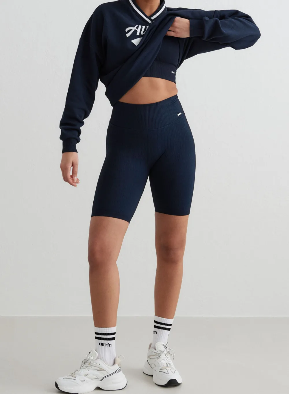 All Biker Shorts^AIM’N Ribbed Biker Shorts Navy