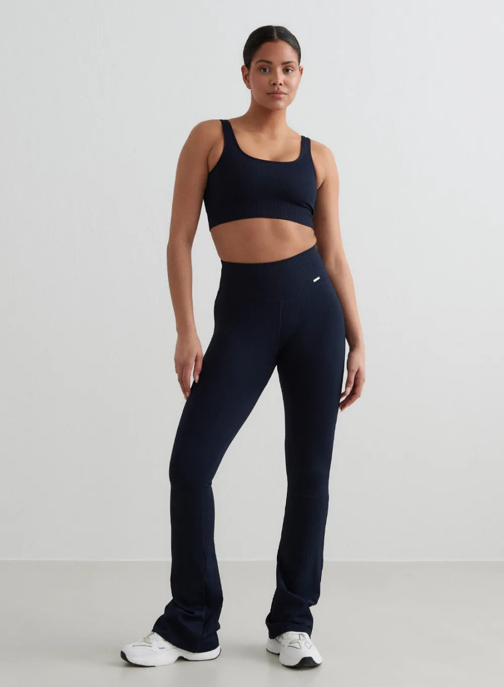 Treningstights|Ribbete Tights^AIM’N Ribbed Seamless Flare Tights Navy