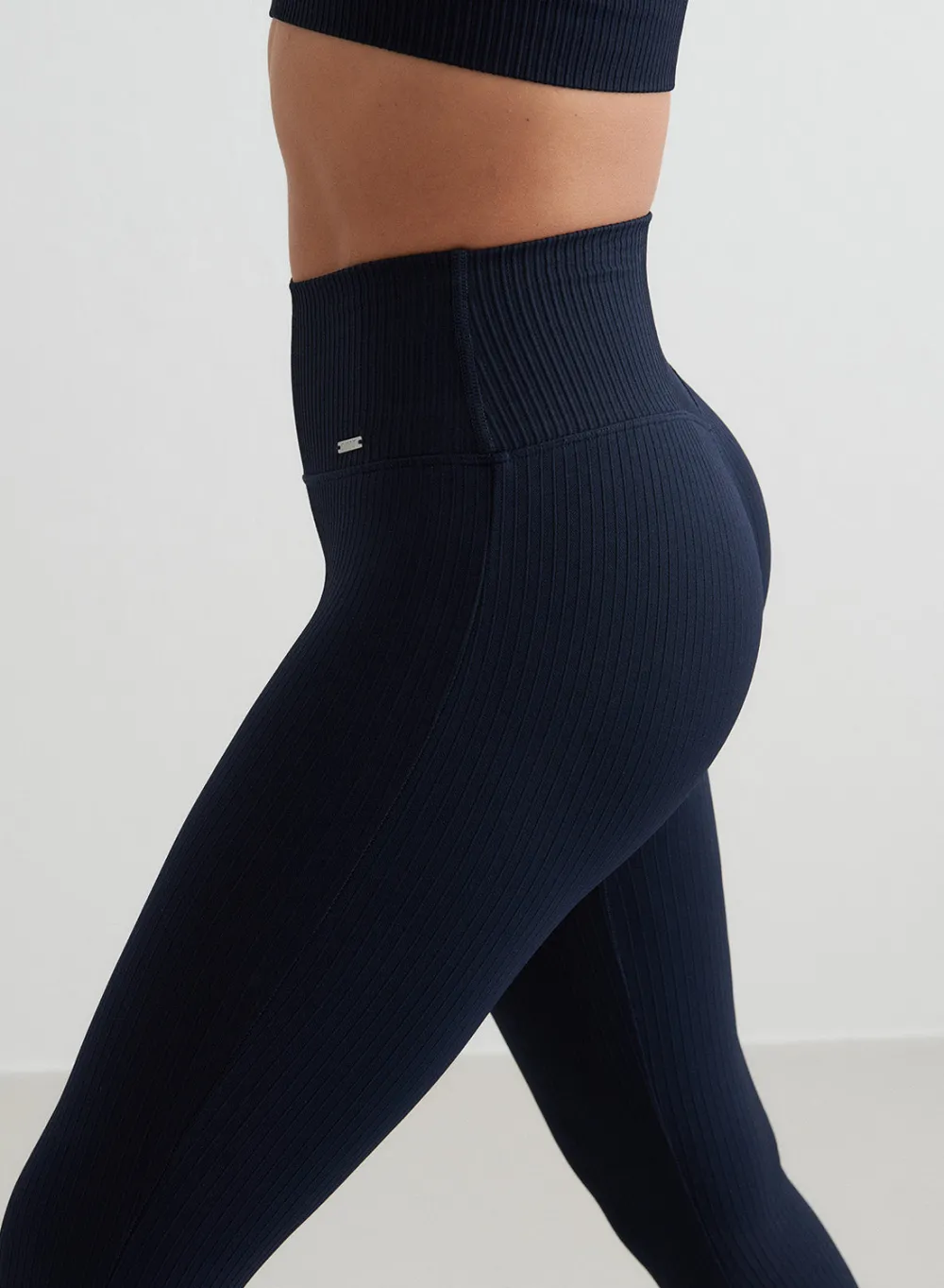 Treningstights|Ribbete Tights^AIM’N Ribbed Seamless Flare Tights Navy