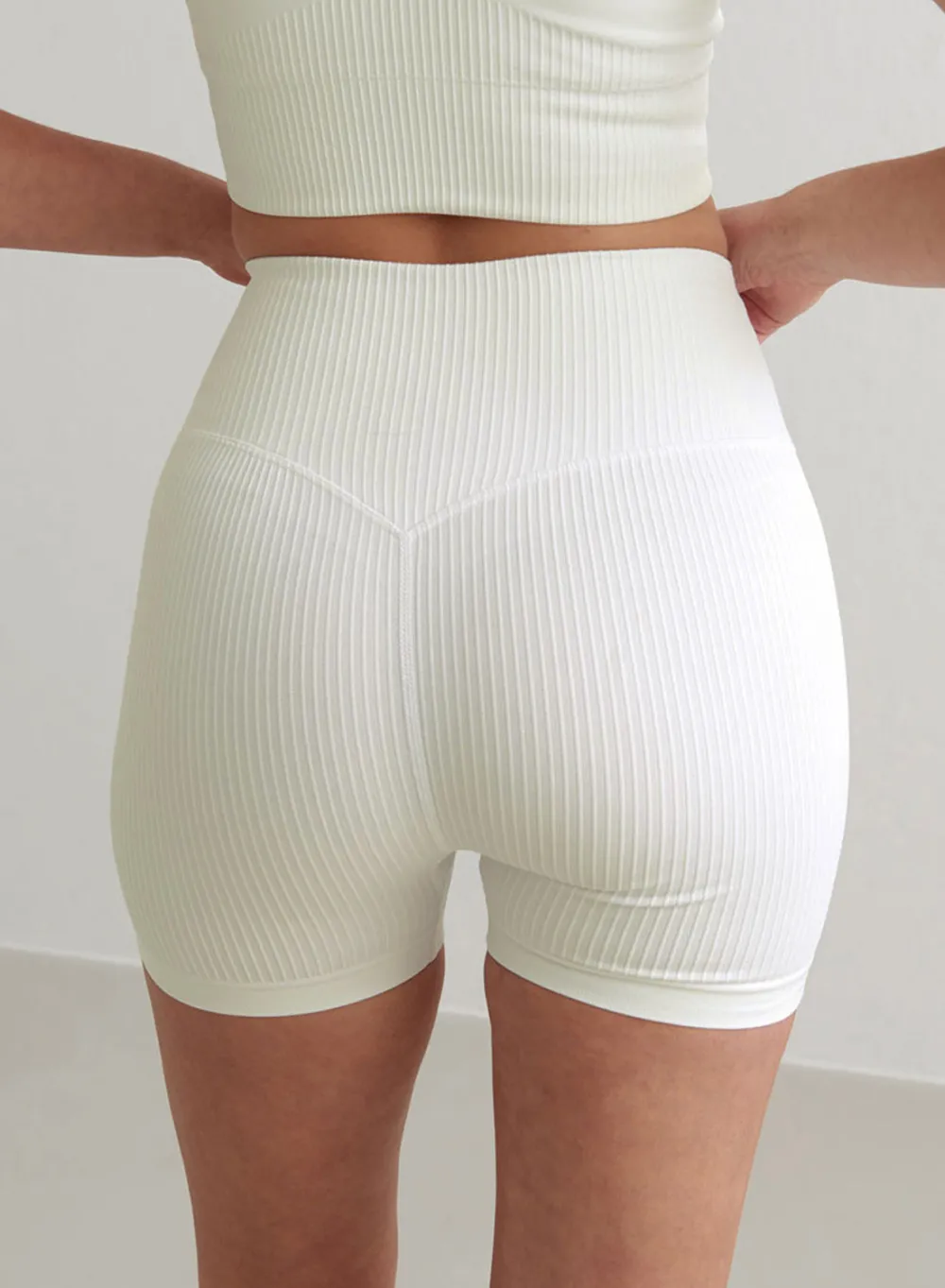 All Biker Shorts^AIM’N Off-White Ribbed Midi Biker Shorts Off white