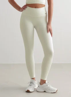 Treningstights|Ribbete Tights^AIM’N Off-White Ribbed Seamless Tights Off white