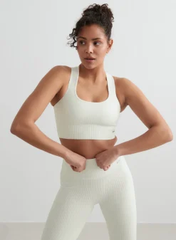 Ribbed Sports Bras|Seamless Sports Bras^AIM’N Off-White Ribbed Seamless High Support Bra Off white