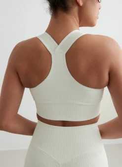 Ribbed Sports Bras|Seamless Sports Bras^AIM’N Off-White Ribbed Seamless High Support Bra Off white
