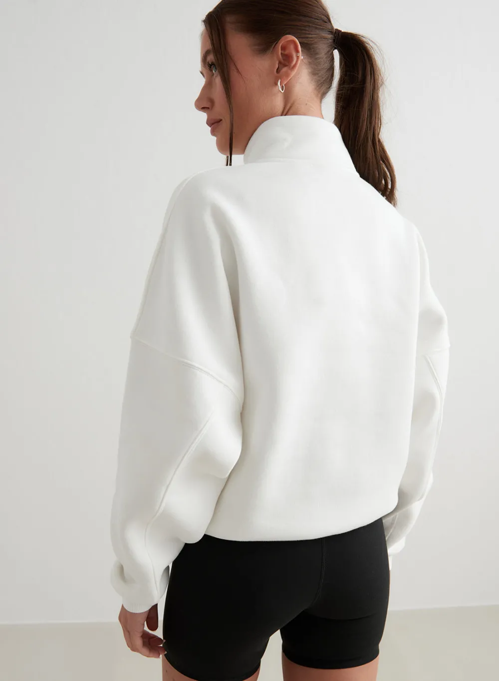 Langermede Skjorter|Sweatshirts^AIM’N Off-White Varsity Sweat Half Zip Off white