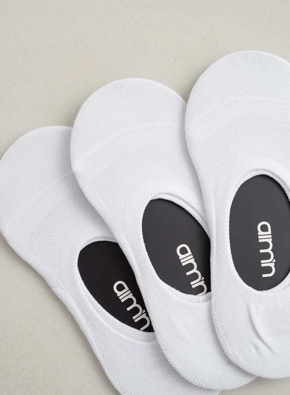 Sokker^AIM’N 3-Pack Invisible Workout Socks White