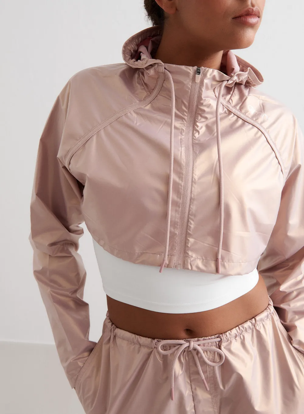 Langermede Skjorter|Crop Topper^AIM’N Metallic Cropped Jacket Rose