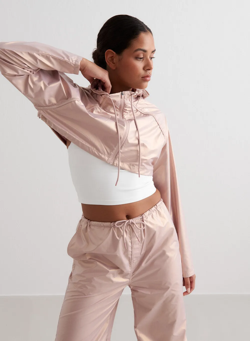 Langermede Skjorter|Crop Topper^AIM’N Metallic Cropped Jacket Rose