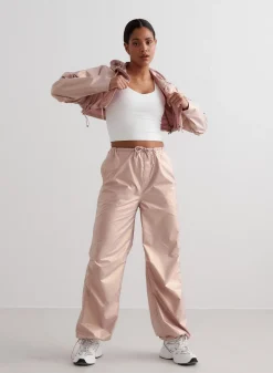 Workout Pants^AIM’N Metallic Plain Parachute Pants Rose
