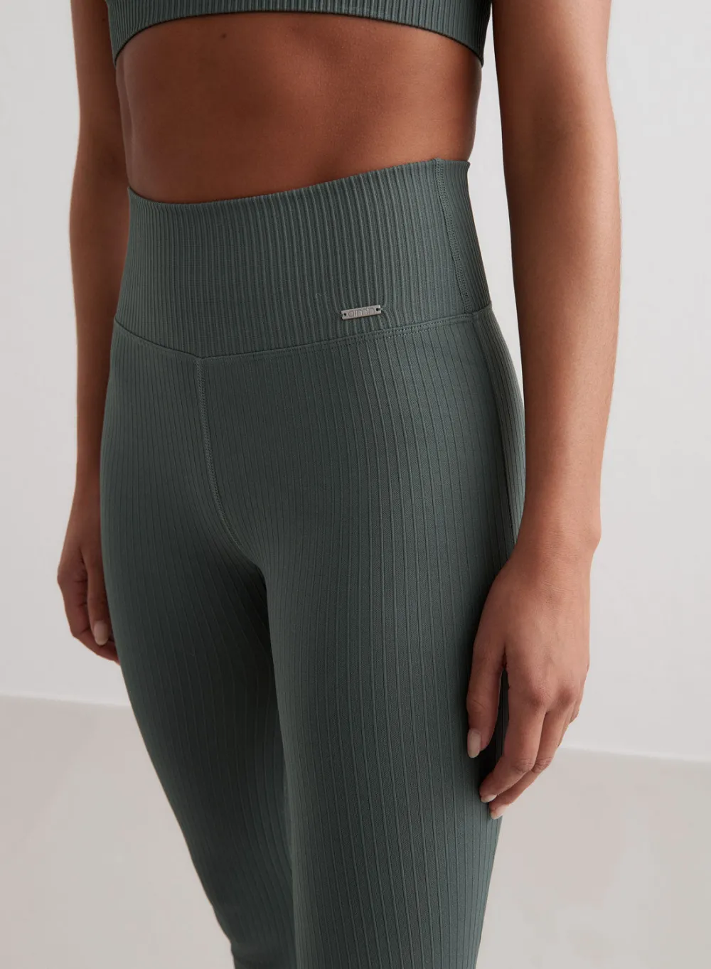 Treningstights|Ribbete Tights^AIM’N Ribbed Seamless Flare Tights Sage