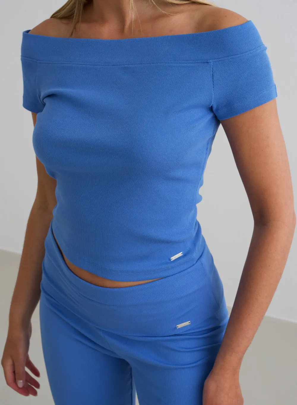 T-skjorter|T-shirts Til Hverdags^AIM’N Ease Ribbed Off-shoulder Top Sea
